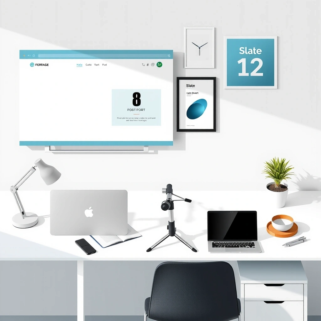 Minimalist workspace with design elements